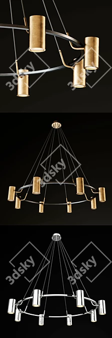 Champeaux Round Chandelier: Elegant Ceiling Lighting 3D model image 2