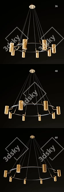 Champeaux Round Chandelier: Elegant Ceiling Lighting 3D model image 3