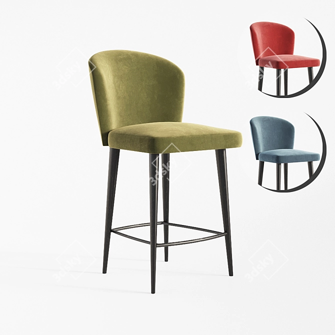 Elegant Aston Velvet Stool 3D model image 3