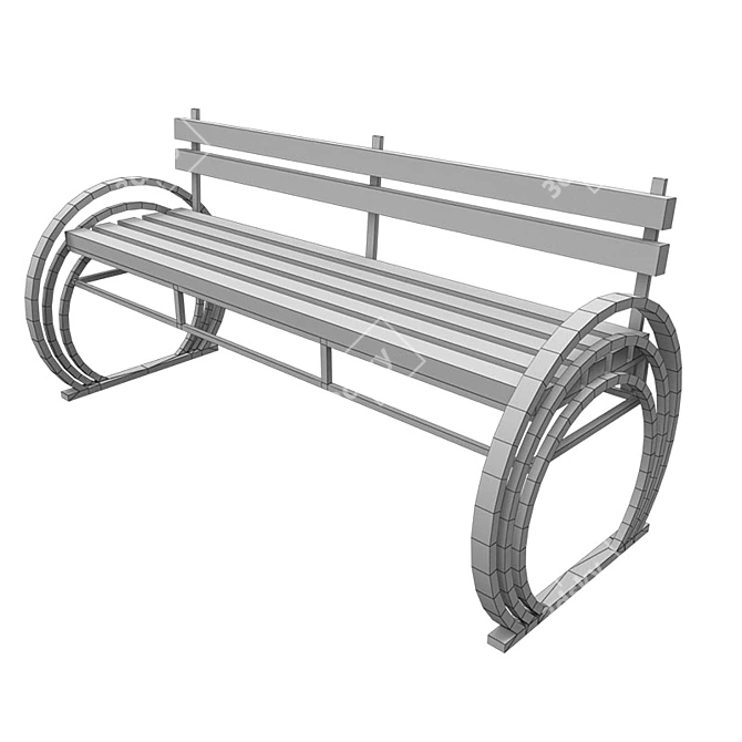Two-Tone Bench: Stylish Seating 3D model image 3