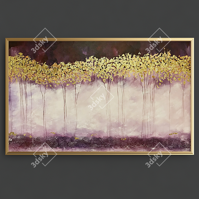 Golden Aura: Modern Abstract Painting 3D model image 1