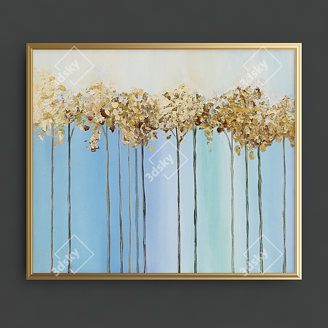 Golden Aura: Modern Abstract Painting 3D model image 2