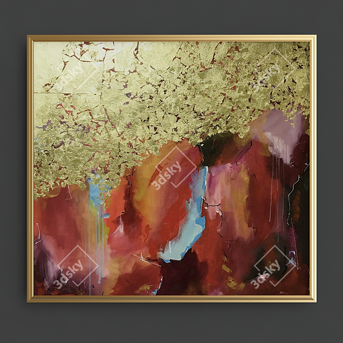 Golden Aura: Modern Abstract Painting 3D model image 3