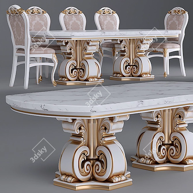 Mondelux Classic №1 - Table & Chair Bundle 3D model image 1