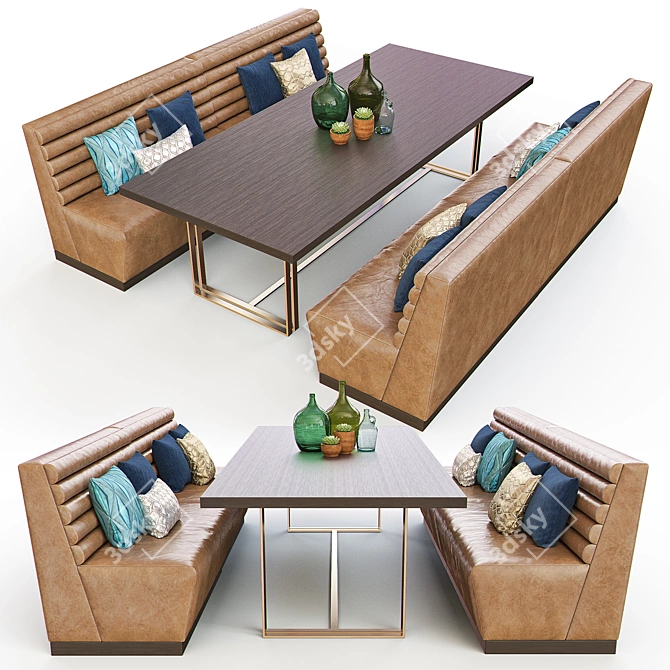 London Lined Banquette: Sleek and Stylish Seating 3D model image 1