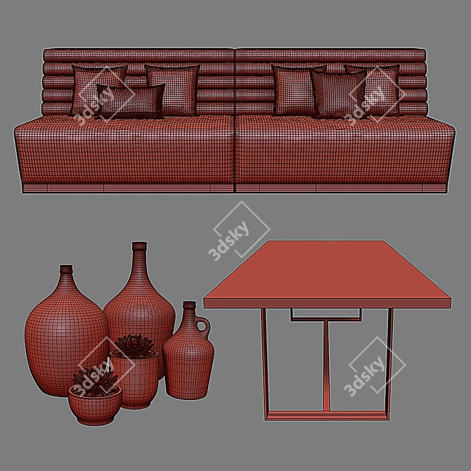 London Lined Banquette: Sleek and Stylish Seating 3D model image 3