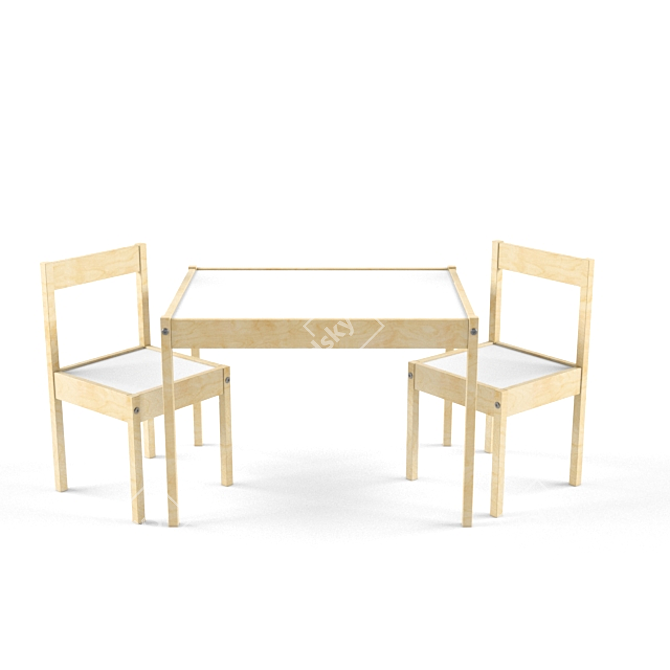 IKEA LATT Kids Table & Chairs 3D model image 1