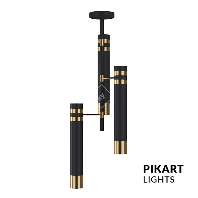 Elevate Lamp: Black & Brass 3D model image 1