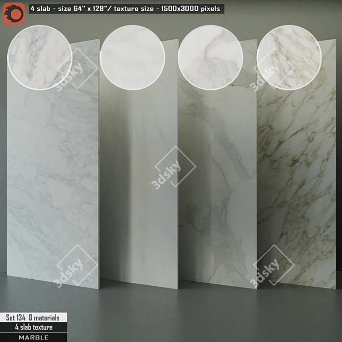 Premium Marble Slab Set 3D model image 1