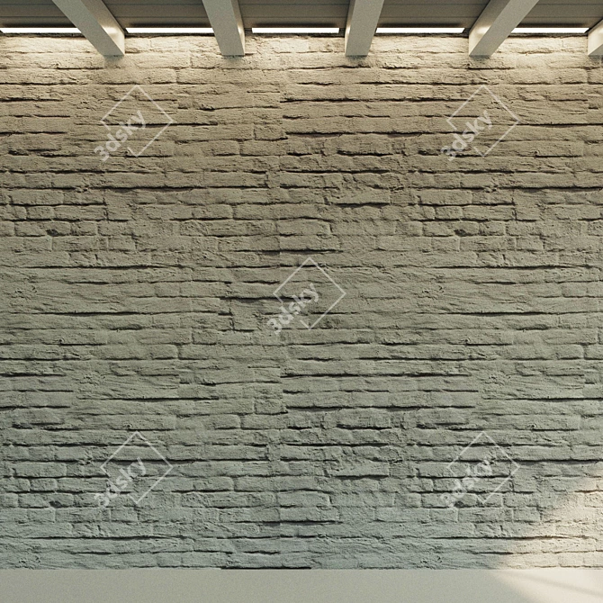 Old Painted Brick Wall Texture 3D model image 2