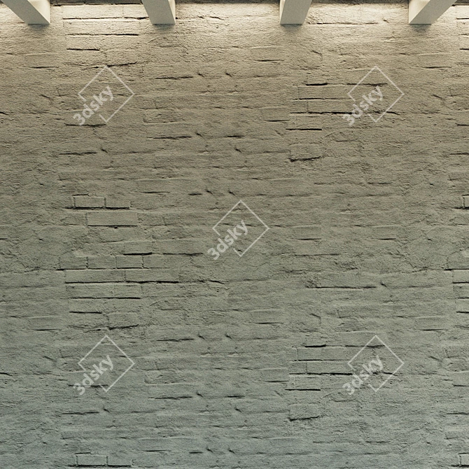 Vintage White Painted Brick Wall 3D model image 2