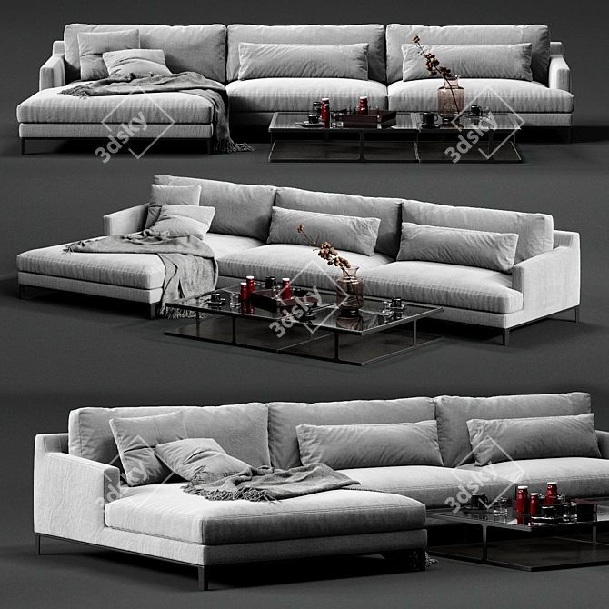 Elegant Bellport Corner Sofa 3D model image 1