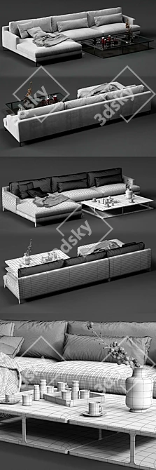 Elegant Bellport Corner Sofa 3D model image 3
