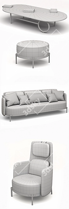 Minotti Furniture Set №02: Nendo Tape Collection 3D model image 3