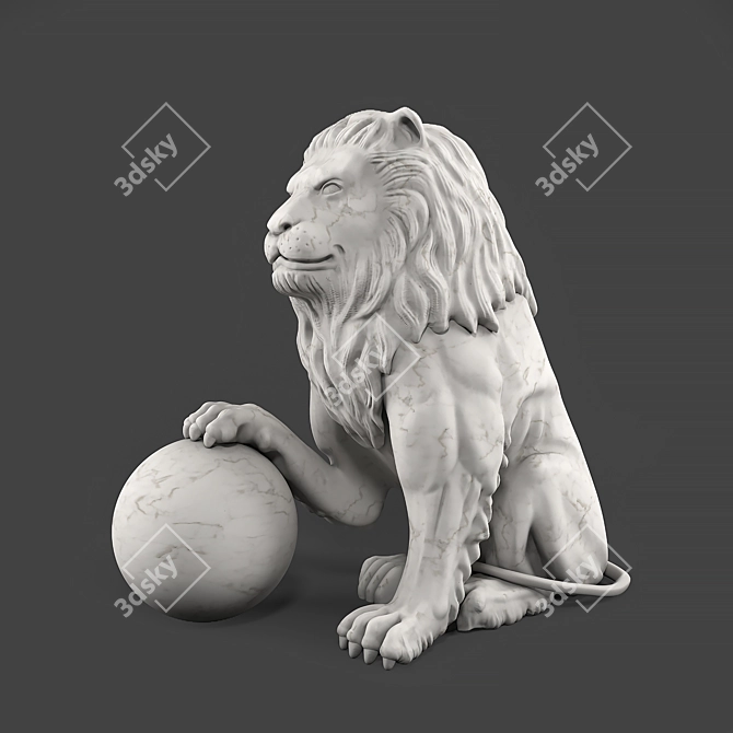 Majestic Lion Sculpture 3D model image 1