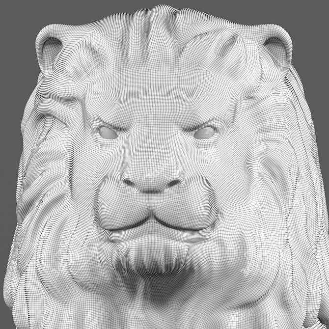 Majestic Lion Sculpture 3D model image 3