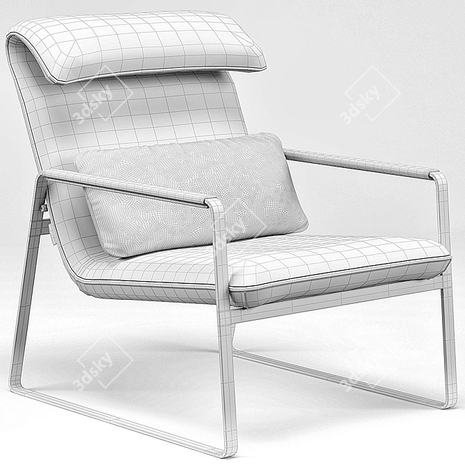 Brown Leather Lounge Chair: Industrial Chic Elegance 3D model image 3