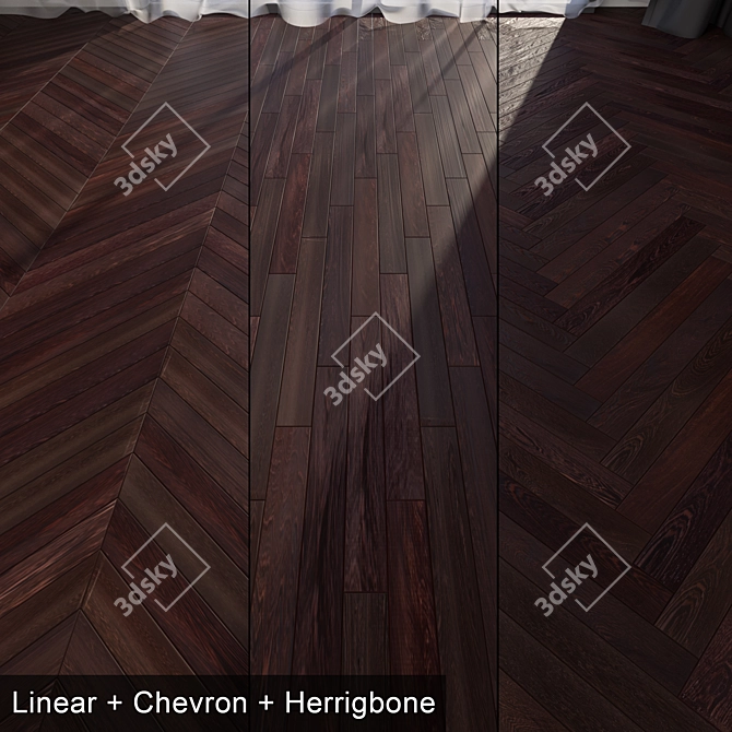 Sleek Wenge Parquet Flooring 3D model image 1