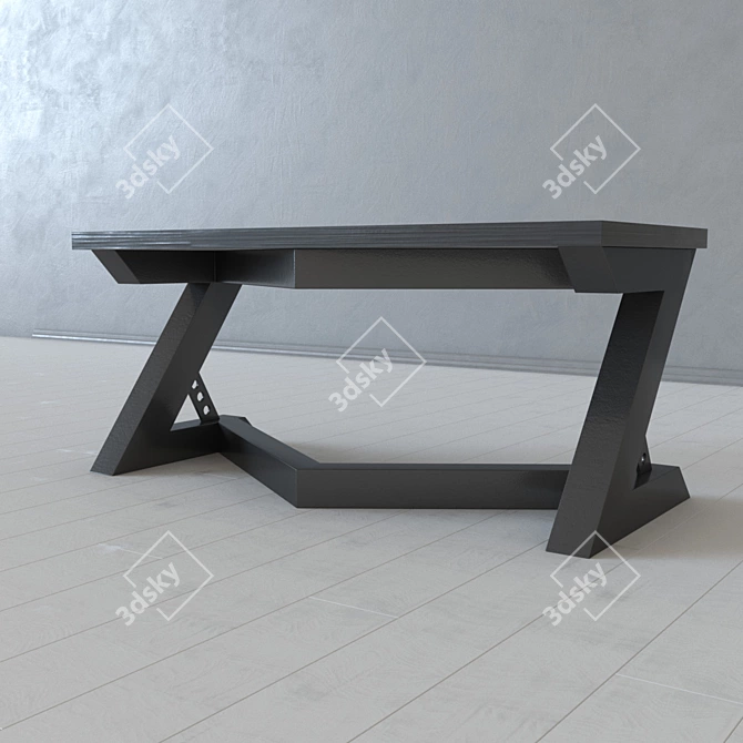 Industrial Loft Metal and Wood Table 3D model image 1