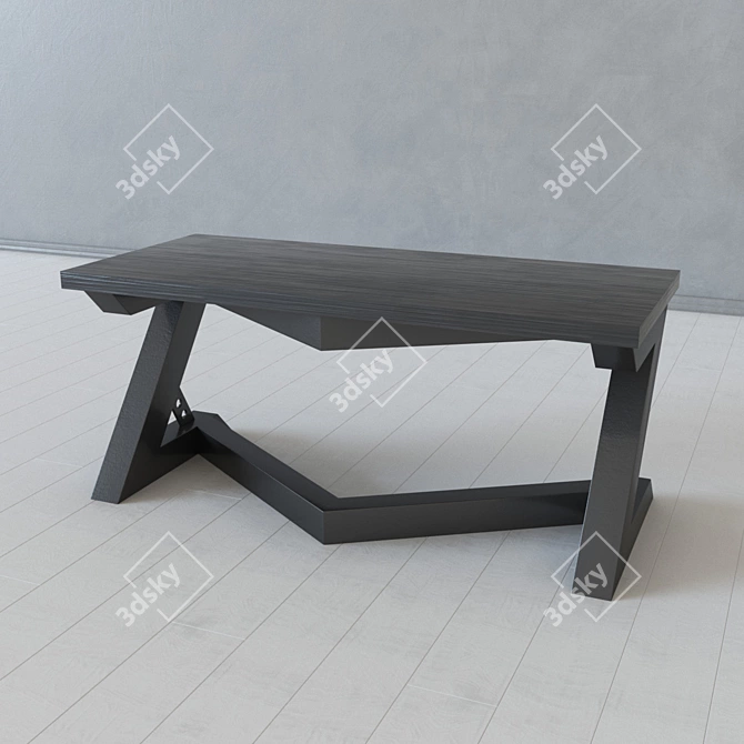 Industrial Loft Metal and Wood Table 3D model image 3