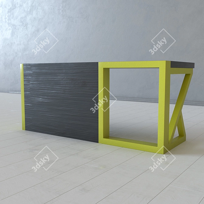 Title: Industrial Loft Metal and Wood Table 3D model image 1