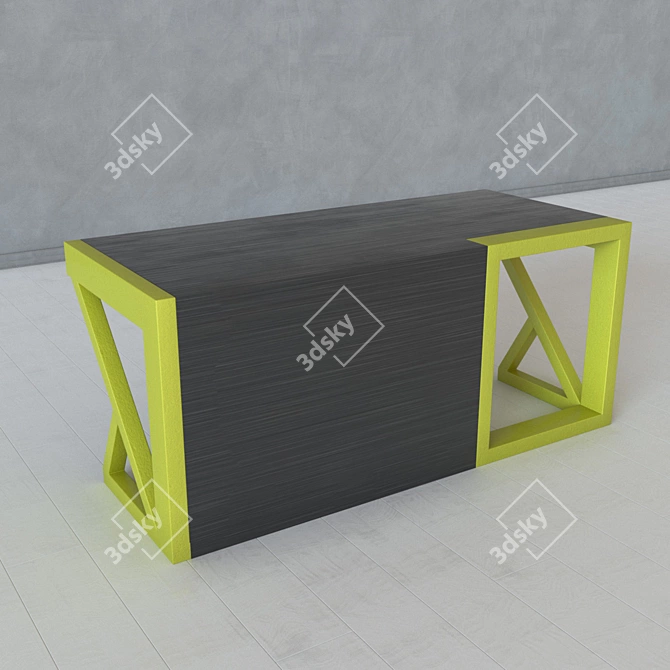 Title: Industrial Loft Metal and Wood Table 3D model image 2