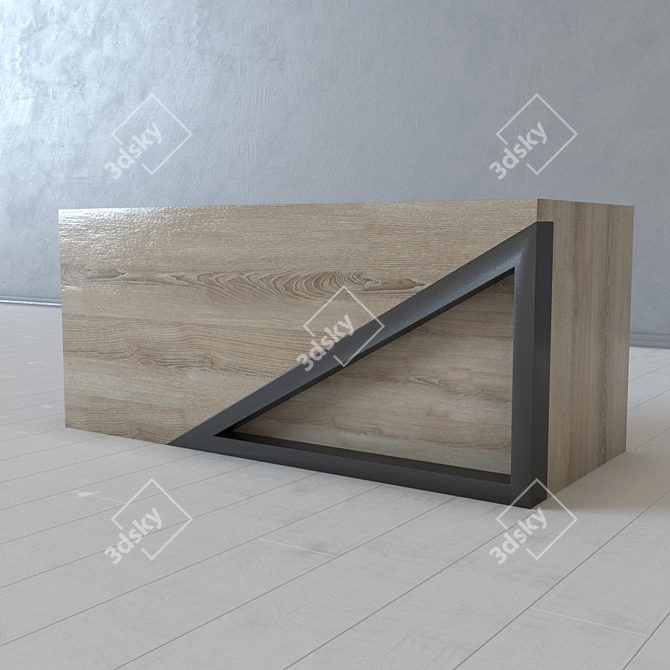 Loft Industrial Metal & Wood Table 3D model image 1