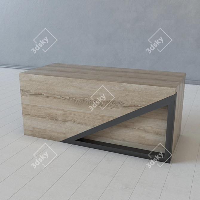 Loft Industrial Metal & Wood Table 3D model image 3