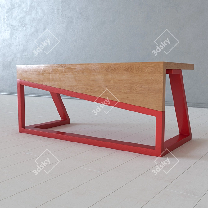 Title: Industrial Loft Metal Wood Table 3D model image 1