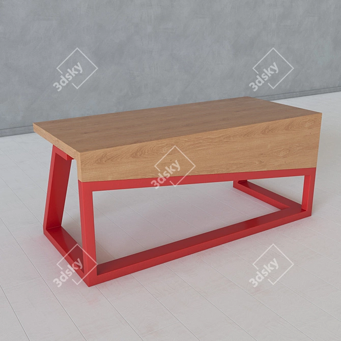 Title: Industrial Loft Metal Wood Table 3D model image 2