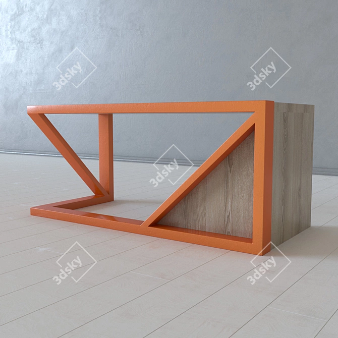 Industrial Metal and Wood Table 3D model image 1