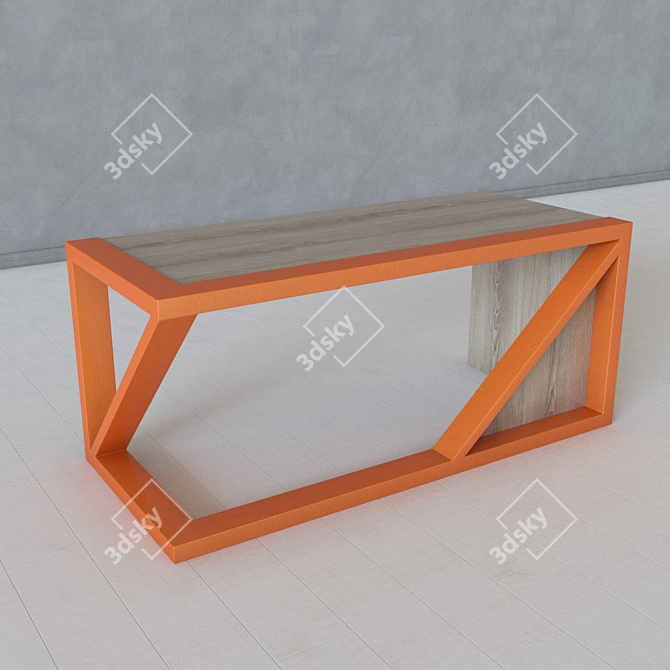 Industrial Metal and Wood Table 3D model image 2