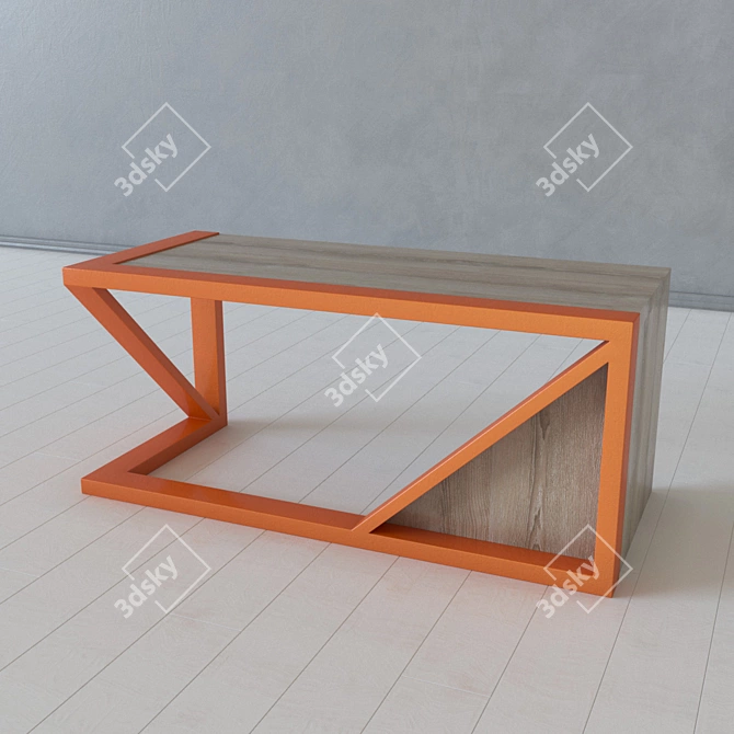 Industrial Metal and Wood Table 3D model image 3