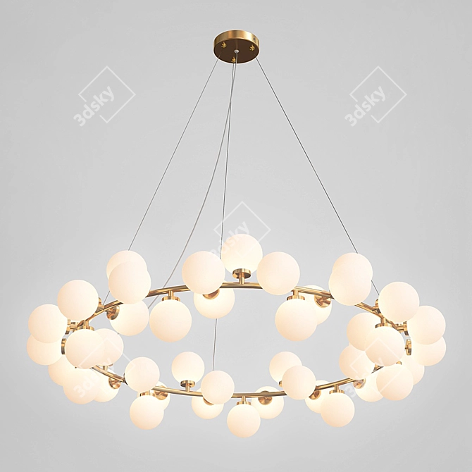 Antique Polished Brass Milk Bubble Chandelier 3D model image 1