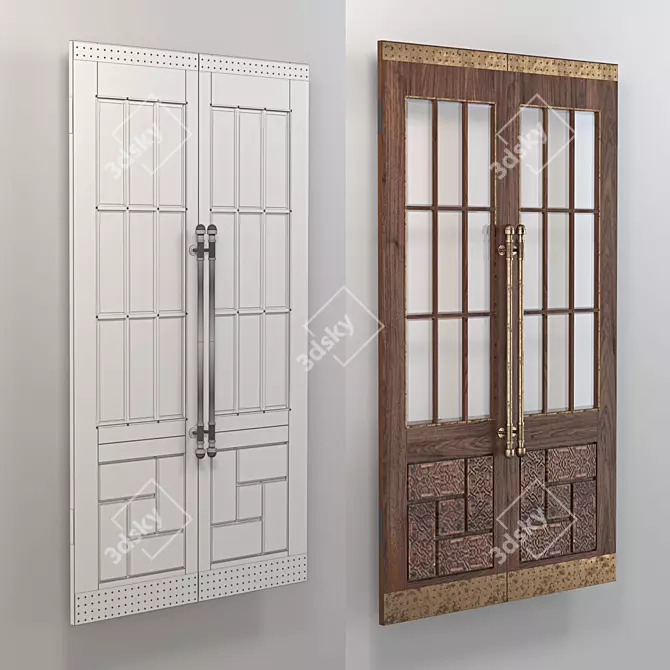 Vintage Custom Wooden Door - 4100x2400 3D model image 1