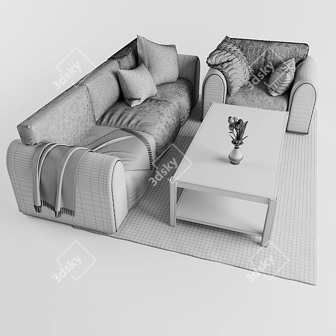 ZEUS Sofa: Stylish Furninova, Chair & Coffee Table Bundle 3D model image 3