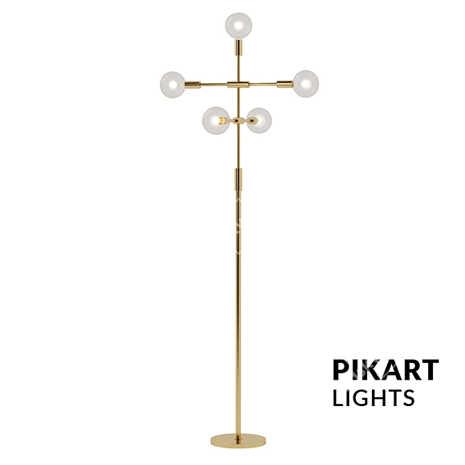 Elegant Brass Floor Lamp 3D model image 1