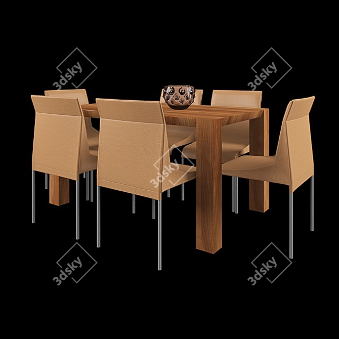 Modern Poliform Table Chair Set 3D model image 1