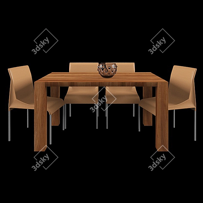 Modern Poliform Table Chair Set 3D model image 2