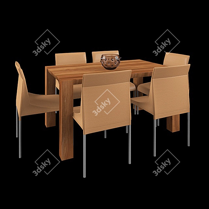 Modern Poliform Table Chair Set 3D model image 3