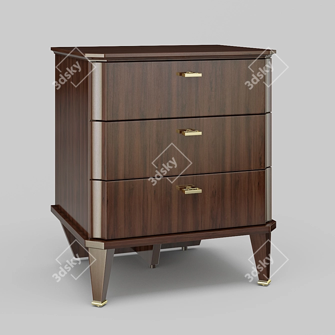 MESTRE Mahogany Bedside Cabinet 3D model image 1