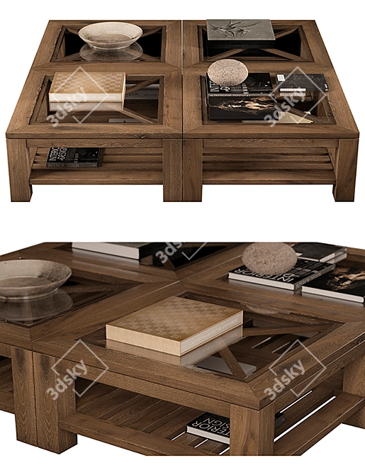 Elegant Vintage Wood Coffee Table 3D model image 2