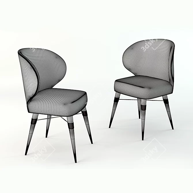 Elegant Mid-Century Dining Chair 3D model image 2