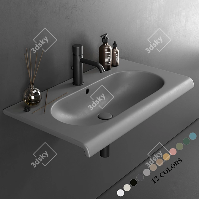 Cielo Fluid Wall-Mounted Washbasin 3D model image 1