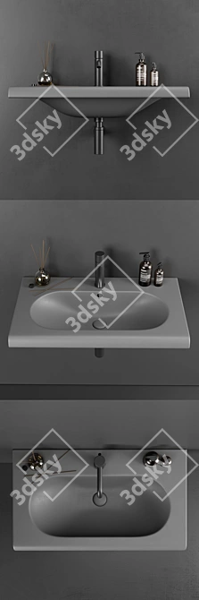 Cielo Fluid Wall-Mounted Washbasin 3D model image 2