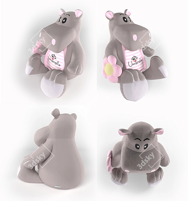 Adorable Hippo Umbrella Holder 3D model image 2