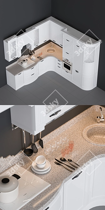 Title: Glossy Elegance for your Kitchen 3D model image 2