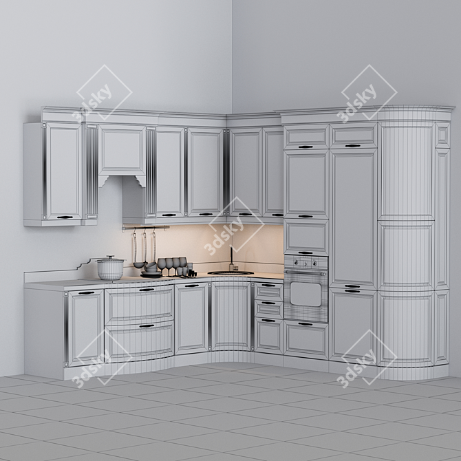 Title: Glossy Elegance for your Kitchen 3D model image 3