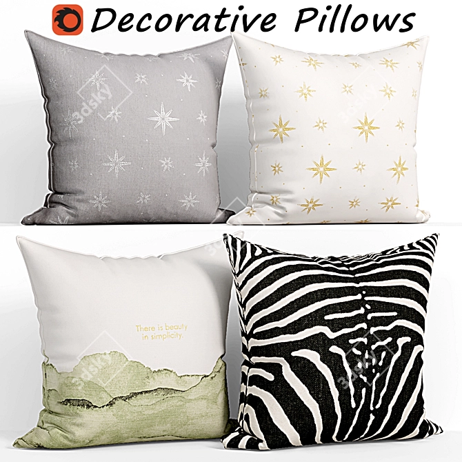 Elegant Pillow Set 122 3D model image 1