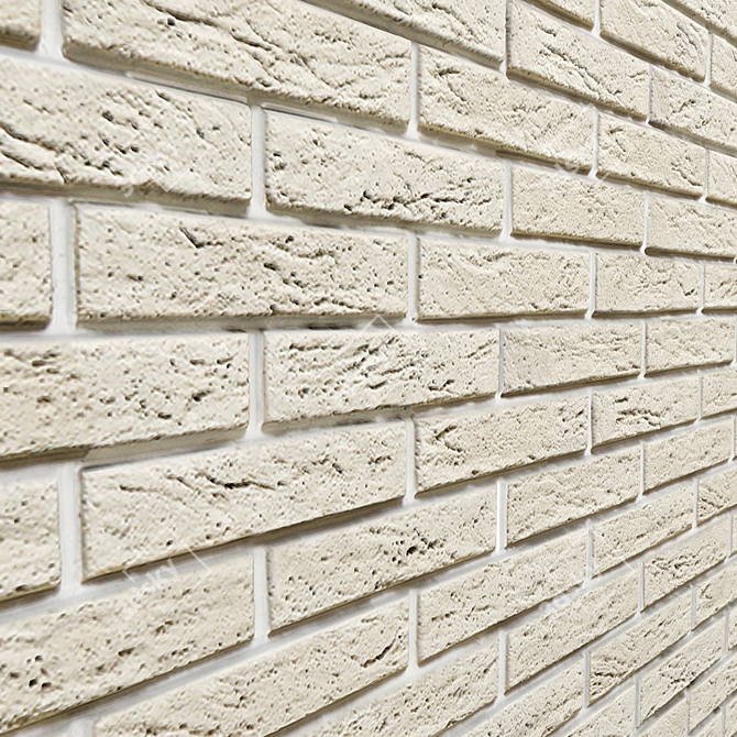 White Brick Wall: Authentic and Versatile Home Decor 3D model image 2